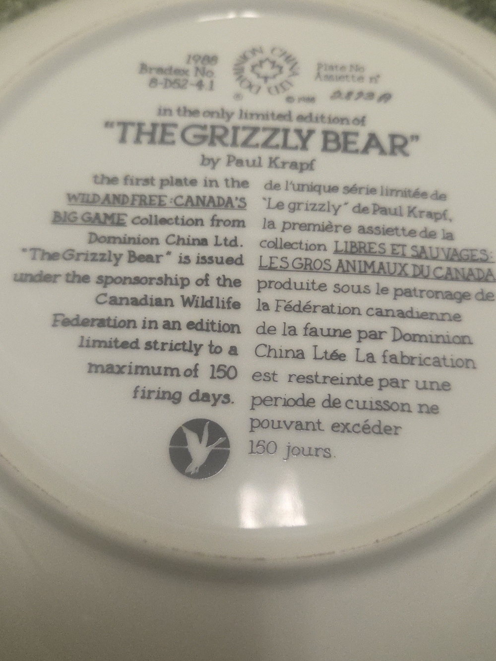 Decorative Bear Scene Collector Plate - Brown & White - Picture 2 of 2